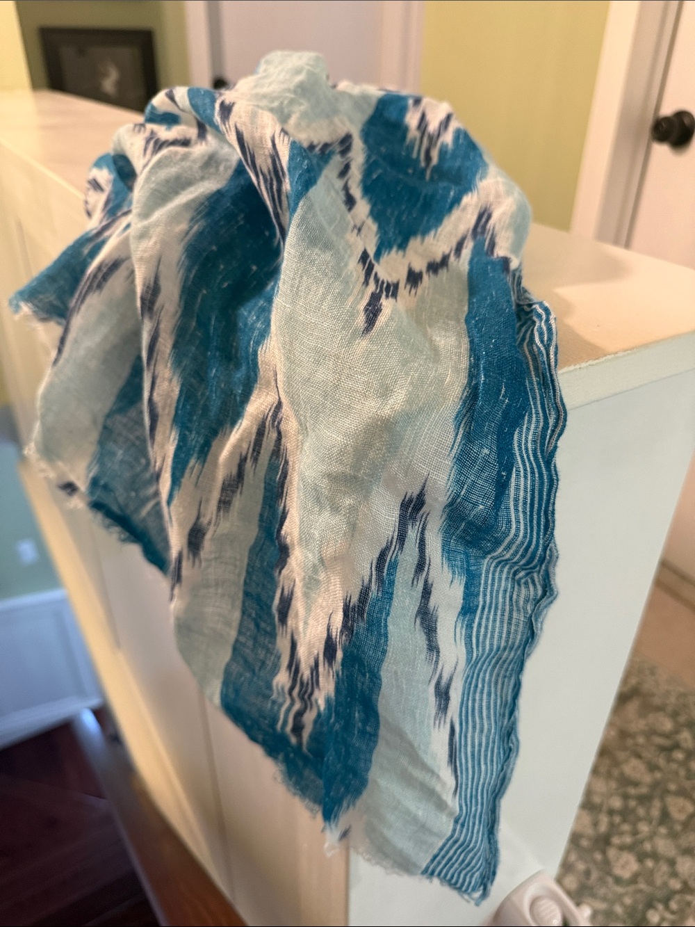 Lightweight Blue & White Patterned Scarf